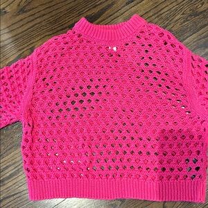 H&M Vibrant Pink sweater Crochet hollow out Sweater like new excellent condition